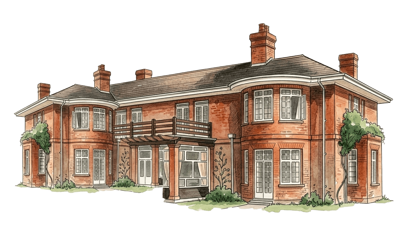 Watercolor illustration of Stewton House Nursing Home